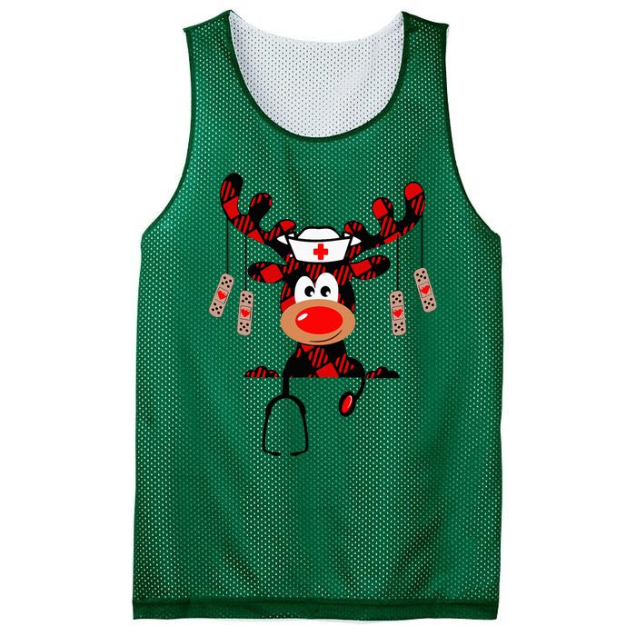 Nurse Christmas Reindeer Nurse Plaid Nicu Rn Lpn Scrub Top Mesh Reversible Basketball Jersey Tank