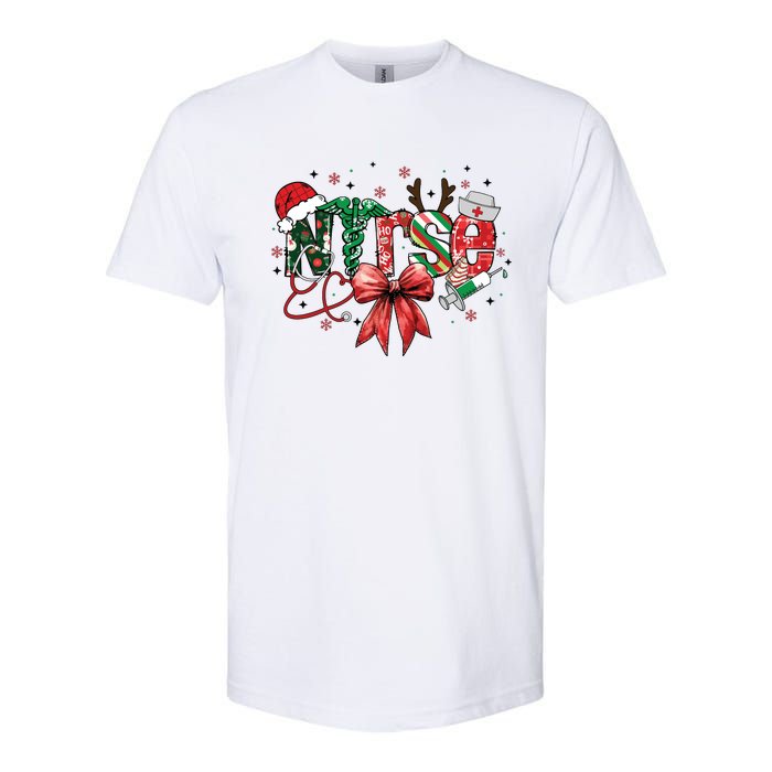 Nurse Christmas Retro Nurse Merry Christmas Softstyle CVC T-Shirt