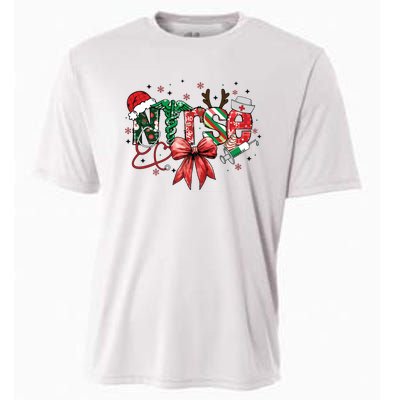 Nurse Christmas Retro Nurse Merry Christmas Cooling Performance Crew T-Shirt