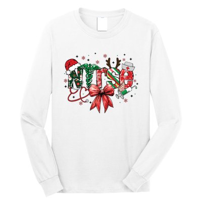 Nurse Christmas Retro Nurse Merry Christmas Long Sleeve Shirt