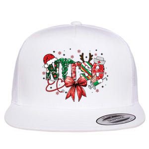 Nurse Christmas Retro Nurse Merry Christmas Flat Bill Trucker Hat