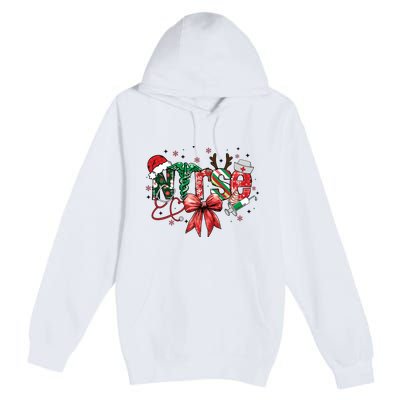 Nurse Christmas Retro Nurse Merry Christmas Premium Pullover Hoodie