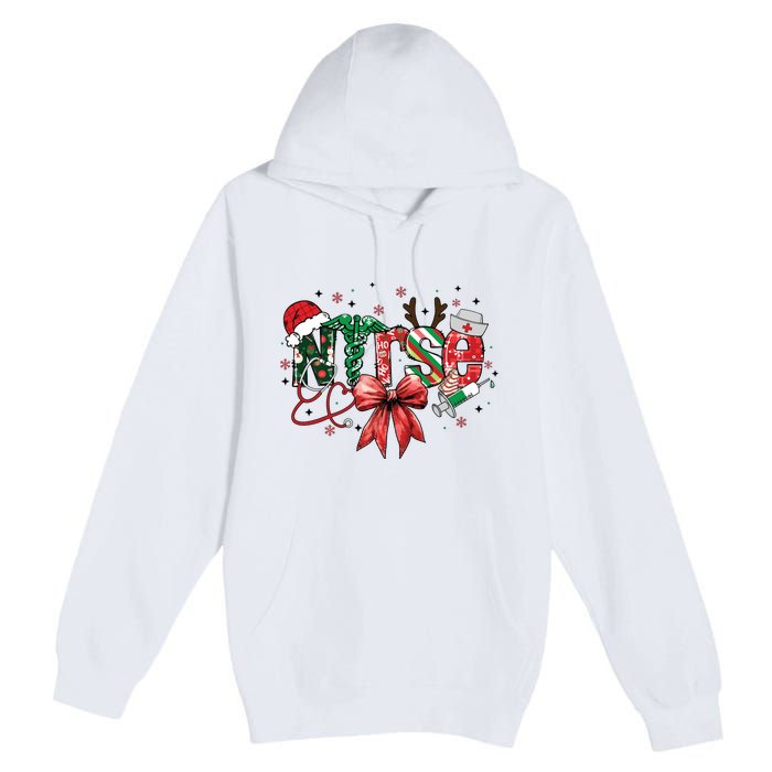 Nurse Christmas Retro Nurse Merry Christmas Premium Pullover Hoodie