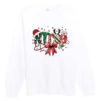 Nurse Christmas Retro Nurse Merry Christmas Premium Crewneck Sweatshirt