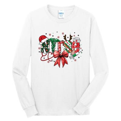 Nurse Christmas Retro Nurse Merry Christmas Tall Long Sleeve T-Shirt