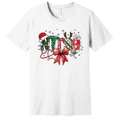 Nurse Christmas Retro Nurse Merry Christmas Premium T-Shirt