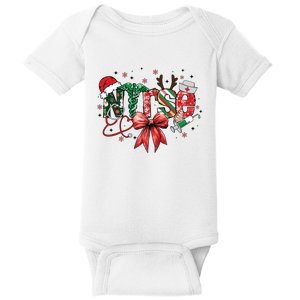 Nurse Christmas Retro Nurse Merry Christmas Baby Bodysuit