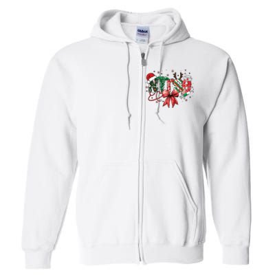 Nurse Christmas Retro Nurse Merry Christmas Full Zip Hoodie