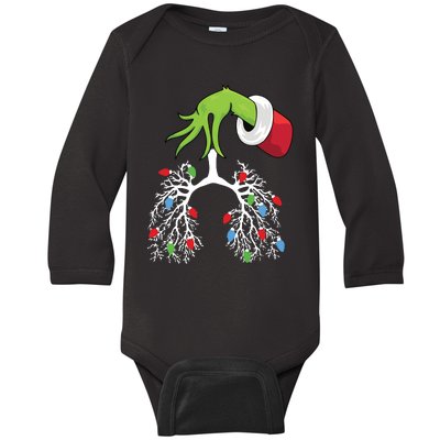 Nurse Christmas Respiratory Therapist Baby Long Sleeve Bodysuit