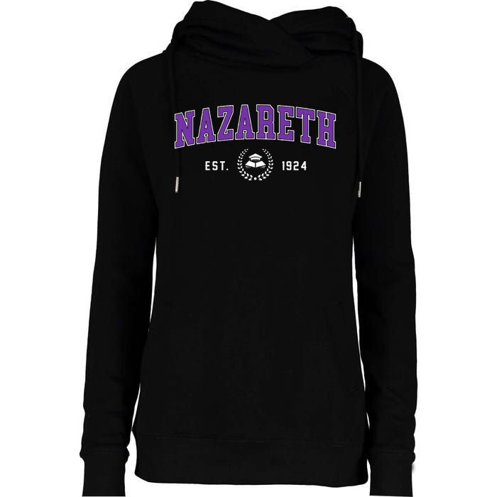 Nazareth College Retro Womens Funnel Neck Pullover Hood