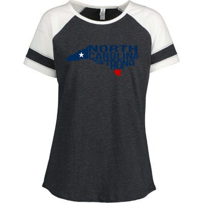 North Carolina Strong With Nc State And Love North Carolina Enza Ladies Jersey Colorblock Tee