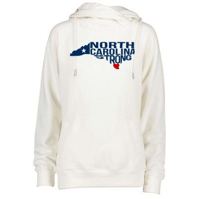 North Carolina Strong With Nc State And Love North Carolina Womens Funnel Neck Pullover Hood