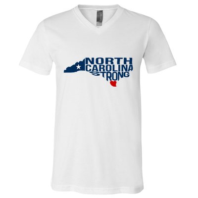 North Carolina Strong With Nc State And Love North Carolina V-Neck T-Shirt