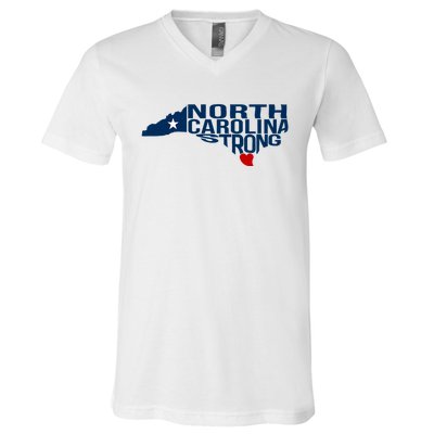 North Carolina Strong With Nc State And Love North Carolina V-Neck T-Shirt