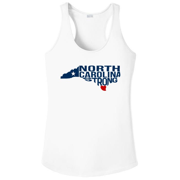 North Carolina Strong With Nc State And Love North Carolina Ladies PosiCharge Competitor Racerback Tank