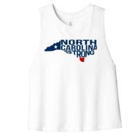 North Carolina Strong With Nc State And Love North Carolina Women's Racerback Cropped Tank