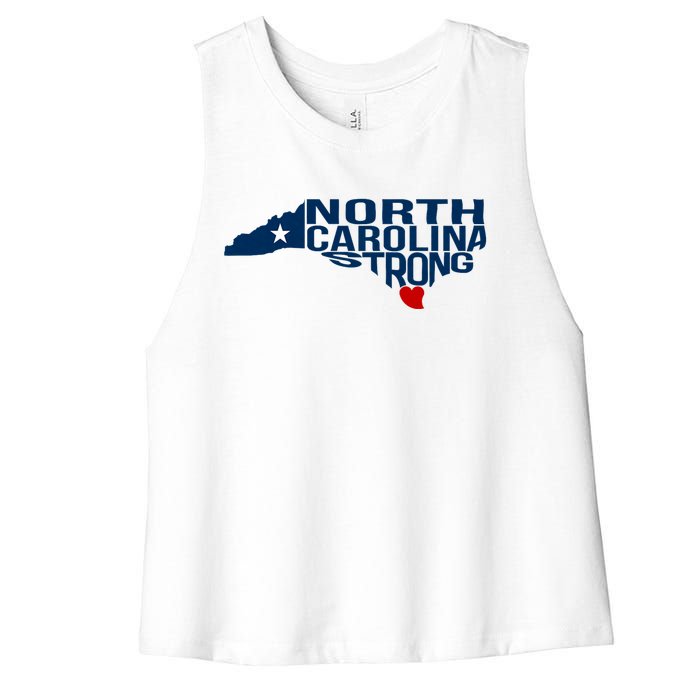 North Carolina Strong With Nc State And Love North Carolina Women's Racerback Cropped Tank