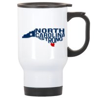 North Carolina Strong With Nc State And Love North Carolina Stainless Steel Travel Mug