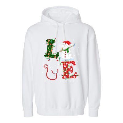 Nursing Christmas Santa Reindeer Love Radiology Nurse Life Cute Gift Garment-Dyed Fleece Hoodie