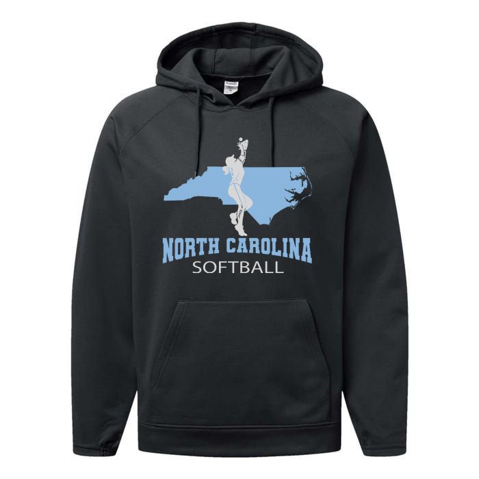 North Carolina Softball Girl The Tarheel State Performance Fleece Hoodie