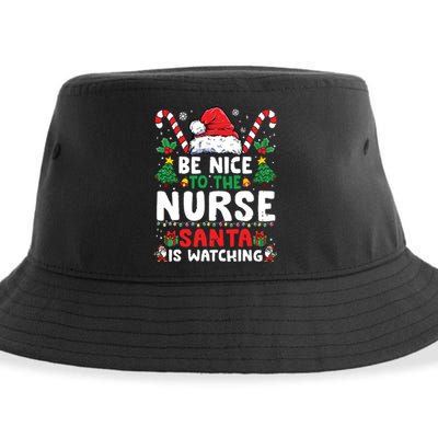 Nurse Christmas Shirts Be Nice To The Nurse Santa Is Watching Sustainable Bucket Hat