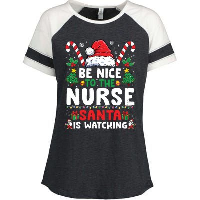 Nurse Christmas Shirts Be Nice To The Nurse Santa Is Watching Enza Ladies Jersey Colorblock Tee