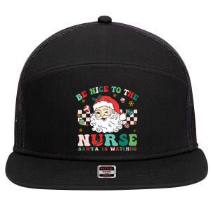 Nurse Christmas Shirts Be Nice To The Nurse Santa Is Watching 7 Panel Mesh Trucker Snapback Hat