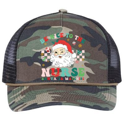 Nurse Christmas Shirts Be Nice To The Nurse Santa Is Watching Retro Rope Trucker Hat Cap