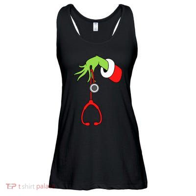Nurse Christmas Stethoscope Nurses Pajamas PJs Ladies Essential Flowy Tank