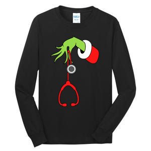 Nurse Christmas Stethoscope Nurses Pajamas PJs Tall Long Sleeve T-Shirt