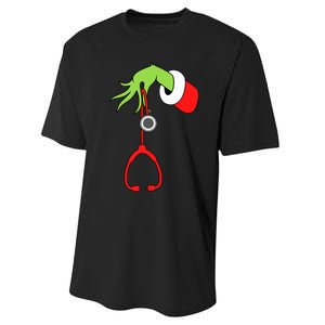 Nurse Christmas Stethoscope Nurses Pajamas PJs Performance Sprint T-Shirt