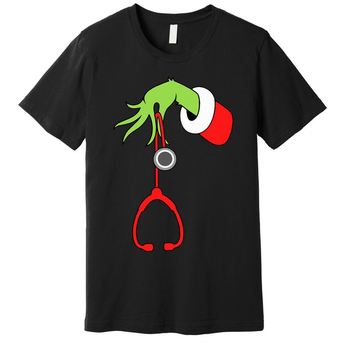 Nurse Christmas Stethoscope Nurses Pajamas PJs Premium T-Shirt