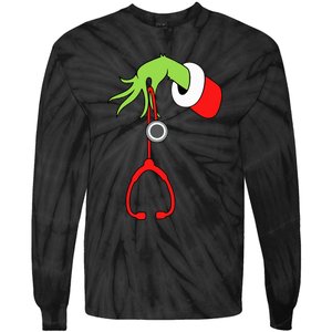 Nurse Christmas Stethoscope Nurses Pajamas PJs Tie-Dye Long Sleeve Shirt