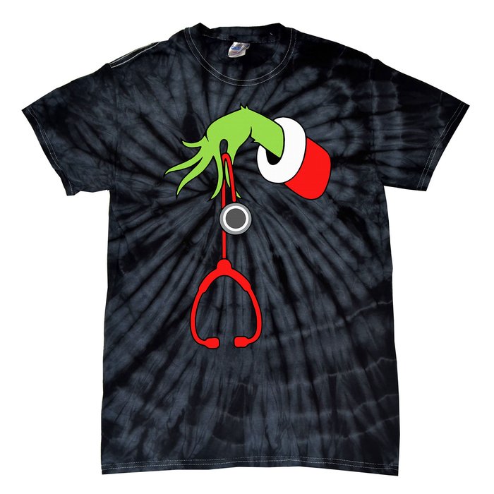 Nurse Christmas Stethoscope Nurses Pajamas PJs Tie-Dye T-Shirt