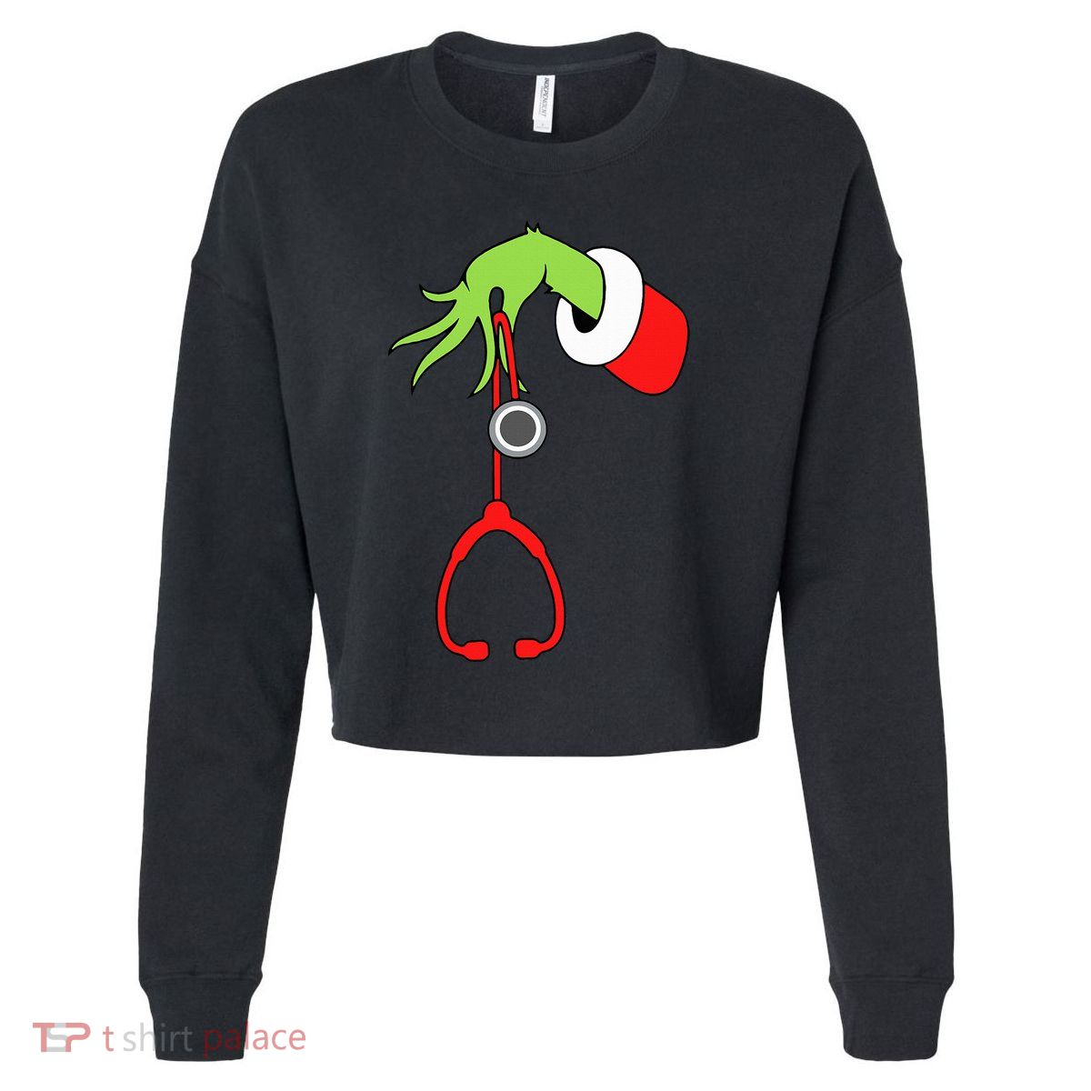 Nurse Christmas Stethoscope Nurses Pajamas PJs Cropped Pullover Crew