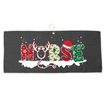 Nurse Christmas Stethoscope Nurses Xmas Pajamas Pjs Family Large Microfiber Waffle Golf Towel