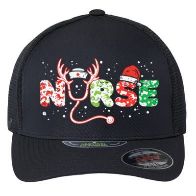 Nurse Christmas Stethoscope Nurses Xmas Scrub Top Women Flexfit Unipanel Trucker Cap