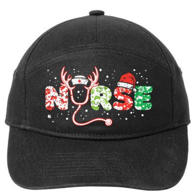 Nurse Christmas Stethoscope Nurses Xmas Scrub Top Women 7-Panel Snapback Hat