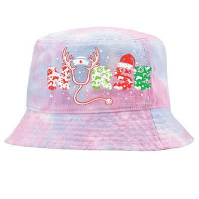 Nurse Christmas Stethoscope Nurses Xmas Scrub Top Women Tie-Dyed Bucket Hat