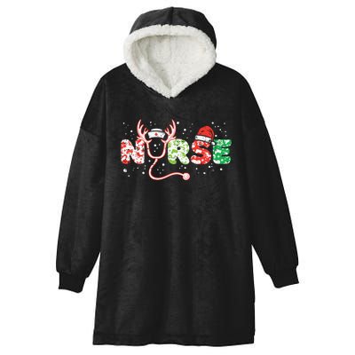 Nurse Christmas Stethoscope Nurses Xmas Scrub Top Women Hooded Wearable Blanket