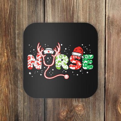 Nurse Christmas Stethoscope Nurses Xmas Scrub Top Women Coaster