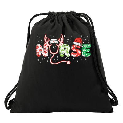 Nurse Christmas Stethoscope Nurses Xmas Scrub Top Women Drawstring Bag