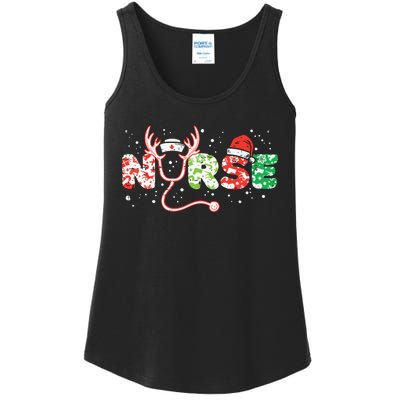 Nurse Christmas Stethoscope Nurses Xmas Scrub Top Women Ladies Essential Tank