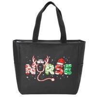 Nurse Christmas Stethoscope Nurses Xmas Scrub Top Women Zip Tote Bag