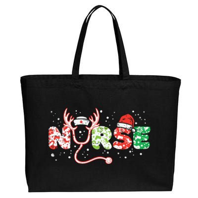 Nurse Christmas Stethoscope Nurses Xmas Scrub Top Women Cotton Canvas Jumbo Tote