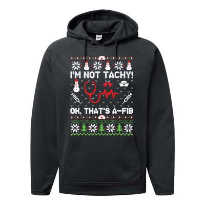 Nurse Christmas Stethoscope Rn Lpn Scrub Xmas Im Not Tachy Performance Fleece Hoodie