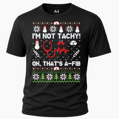 Nurse Christmas Stethoscope Rn Lpn Scrub Xmas Im Not Tachy Cooling Performance Crew T-Shirt