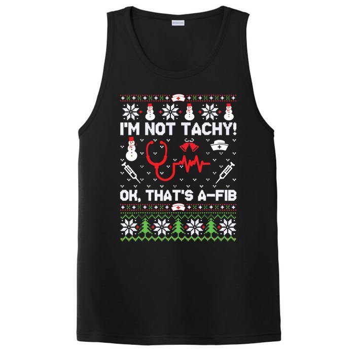 Nurse Christmas Stethoscope Rn Lpn Scrub Xmas Im Not Tachy PosiCharge Competitor Tank