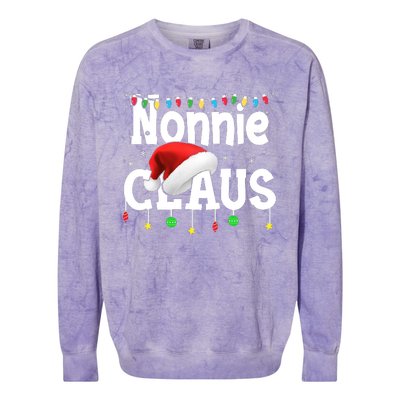 Nonnie Claus Shirt Santa Hat Matching Christmas Lights Family Group Colorblast Crewneck Sweatshirt