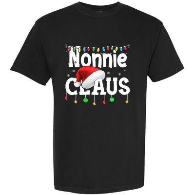 Nonnie Claus Shirt Santa Hat Matching Christmas Lights Family Group Garment-Dyed Heavyweight T-Shirt